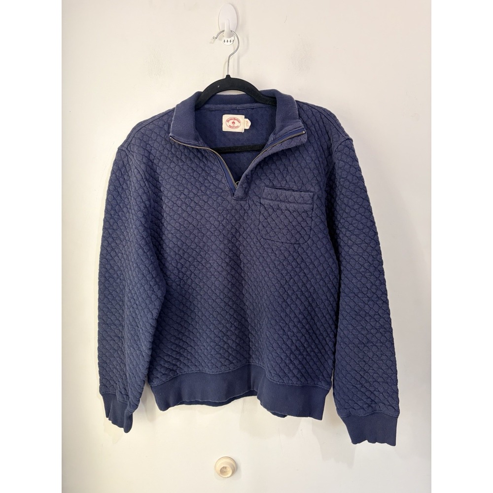 Brooks Brothers Red Fleece Men's M Navy Diamond Quilted 1/4 Zip Pullover